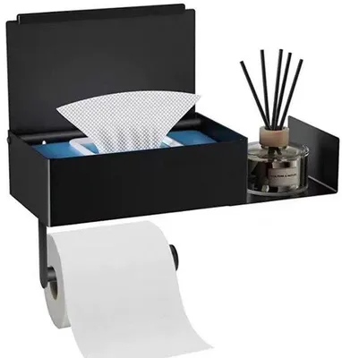 Productafbeelding van Toiletrolhouder met papierreservoir en houder voor vochtige doekjes