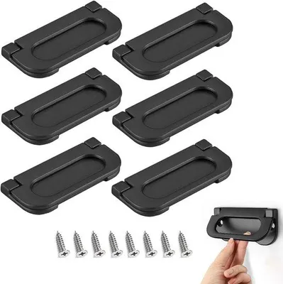 Immagine prodotto di 6 pezzi - Maniglie da cucina, maniglie invisibili per ante, maniglie a incasso, per armadietti e cassettiere (nero)