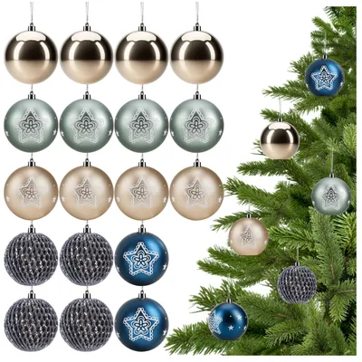Produktbild von com-four® 18x Weihnachtskugeln, Christbaumkugeln bruchsicher aus Kunststoff für Weihnachten, Baumschmuck für den Christbaum mit Anhänger