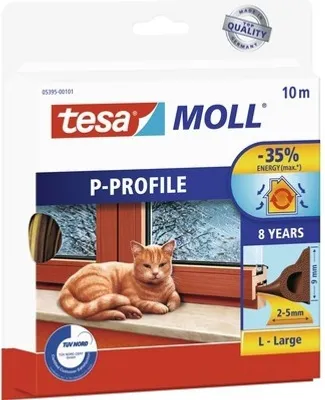 Image de tesa Moll CLASSIC P-Profil joint en caoutchouc, blanc, 9 mm x 10 m