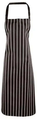 Image de Premier - Tablier à bavette, à rayures, coton LT3084 (101 cm x 72 cm) (noir/blanc)