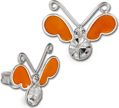 Produktbild von Teenie-Weenie Ohrstecker Kinder Silber orange Schmetterling Ohrringe SDO8121O