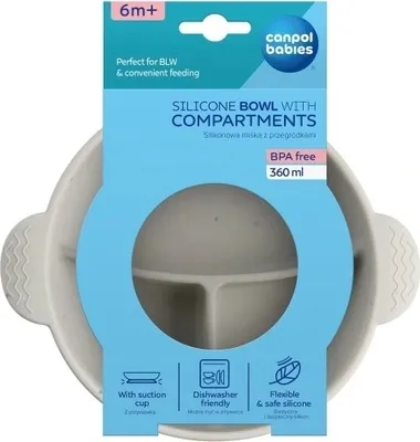 Produktbild von Canpol Babies 3-Fach Geteilte Silikonschale, Grau, 360ml, Geeignet ab 6 Monate