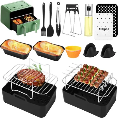 Produktbild von Zubehörset für Heißluftfritteusen, 15-teilig, mit Grillrost und Kuchenform