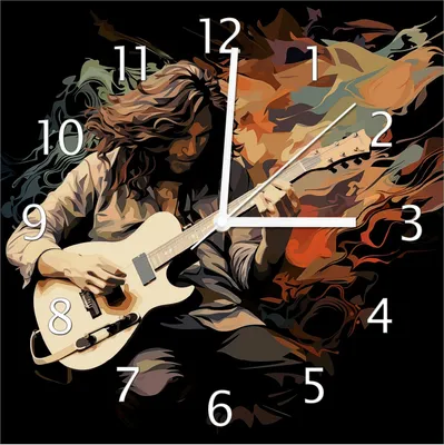 Produktbild von Wallario Design Wanduhr Gitarrensolo aus Echtglas, Größe 30 x 30 cm