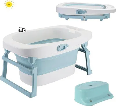 Produktbild von Famanu Babybad auf Füßen - Tragbare und sichere Babybadewanne 0-36 Monate