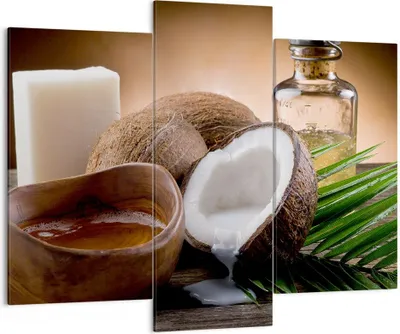 Produktbild von Bild auf Leinwand - Leinwandbild - Kokosnuss Öl Seife Handfläche - 130x100cm - Wand Bild - Wanddeko - Leinwanddruck - Bilder - Kunstdruck - Leinwand bilder - Wandkunst - CB130x100-2632