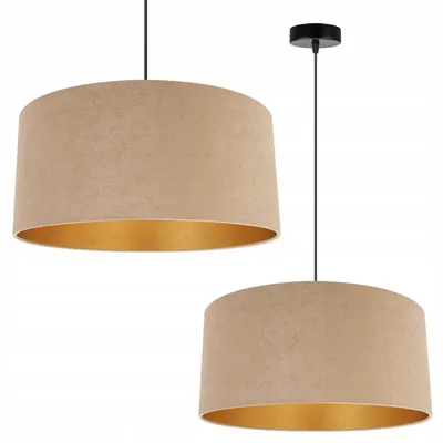 Image de Suspension Lustre Velours doré Abat-jour