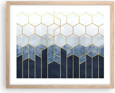 Produktbild von Gerahmtes Poster - Rahmen in heller Eiche - Abstraktion Figuren Geometrisch - 50x40 cm - Wand Bild - Wanddeko - Wandbilder - Kunstposter - Wandposter - Bilderrahmen - Bilder - P2NAA50x40-5135