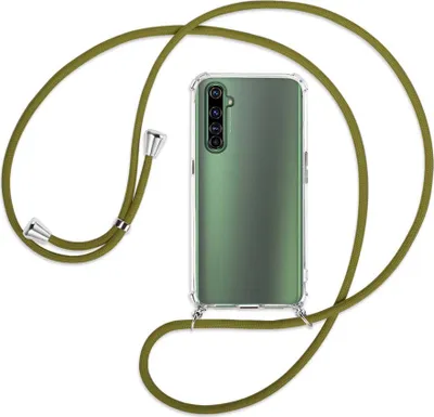 Produktbild von Handykette Backcover-Schutzhülle mit Band (Metall silberfarben) für Realme X50 Pro 5G - khaki