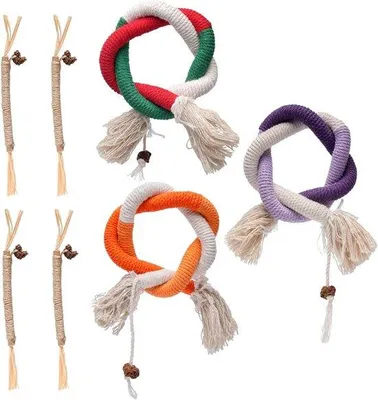 Produktbild von Interaktives Katzenspielzeug mit 3 Kauspielzeugen, 70cm Katzenseil und 4 Katzenkräutern