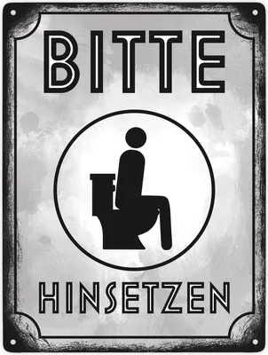 Produktbild von Bitte hinsetzen Metallschild XXL in 28x38 cm für Badezimmer oder WC