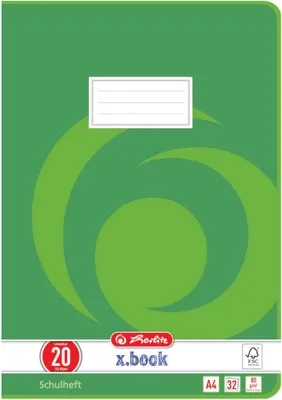 Produktbild von herlitz Schulheft x.book Lineatur 20 blanko DIN A4 ohne Rand, 32 Blatt