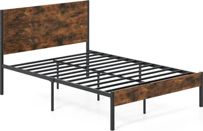 Zdjęcie produktu dla Metalowa rama łóżka platformowego, 200x140 cm, zagłówek z drewna