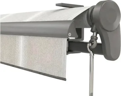 Produktbild von Soluna Gelenkarmmarkise Trend 4,5x3 Stoff Dessin D418 Gestell DB703 dunkelgrau Antrieb Rechts inkl. Motor, Wandschalter