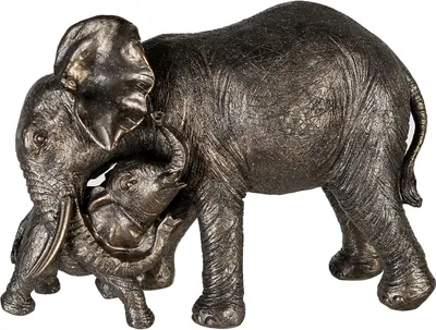Produktbild von GILDE Dekofigur Elefant Zambezi mit Jungem, grau, gold H. 21 cm,89213