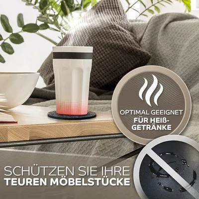 Produktbild von Runde Filzuntersetzer Set aus 12 Stück in Dunkelgrau für Gläser und Becher