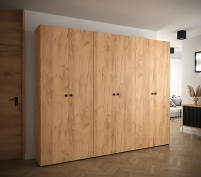 Produktbild von MINIO Kleiderschränk 300 cm MANHATTAN 3 Oak Craft Gold + schwarzer Griff