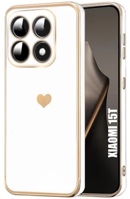 Image de Coque pour Xiaomi 15T, Protection Silicone Motif Cœur Antichoc Anti-Rayure Souple Blanc