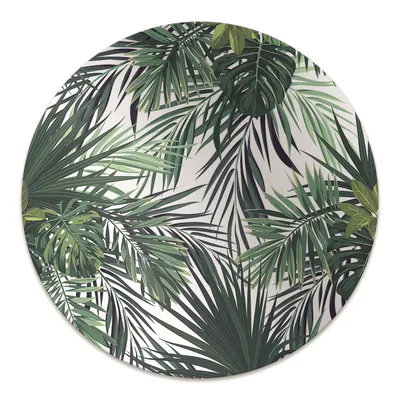 Produktbild von Rundmatte - Stuhlunterlage Bürostuhlunterlage - Rund Ø 100 cm - Bodenmatte - Fußmatte - Tropische Blätter