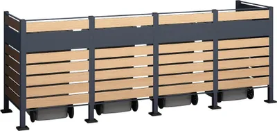 Produktbild von Westmann Metall Mülltonnenverkleidung Planum 4x240 L Holzoptik 330x90x120 cm