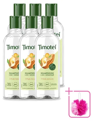 Zdjęcie produktu dla 6 x Szampon Timotei 2w1 z olejem migdałowym, przeznaczony do wszystkich rodzajów włosów, pojemność 300 ml - zestaw ekonomiczny - 6 sztuk