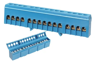Productafbeelding van Verdeelblok, verbindingsklem voor DIN-rail, blauwe nulgeleider, 15 x 16mm²