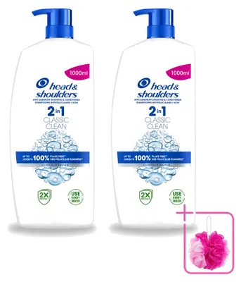 Produktbild von 2 x Head & Shoulders Classic 2-in-1 Anti-Schuppen Shampoo und Pflegespülung - 1000 ml - Sparpackung - 2 Stücke
