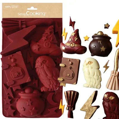 Immagine prodotto di ScrapCooking – Stampo in silicone "Zauberer" – 15 forme per biscotti e torte – adatto per il forno