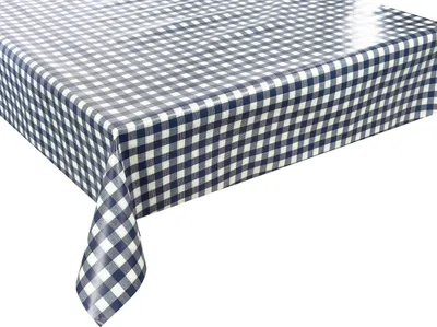 Obrázok produktu pre Obrus na stôl s olejovou tkaninou Umývateľný vodotesný záhradný obrus Navy Blue Cheque Florista 112-03 50x140 cm