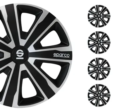 Produktbild von SPARCO Radkappe 15" Zoll Radzierblenden Satz schwarz silber SPC1581SVBK
