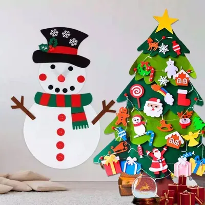 Produktbild von Dekorationsset für eine festliche Atmosphäre – Schneemann und Weihnachtsbaum aus Filz - SNOWMANTREE