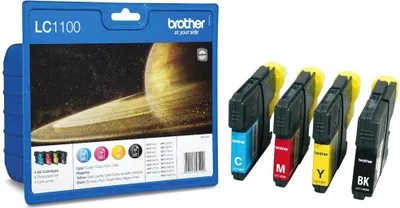 Produktbild von Brother LC1100VALBP, Schwarz, Cyan, Magenta, Gelb, 4 Stück(e), 450 Seiten, 325 Seiten, Multipack