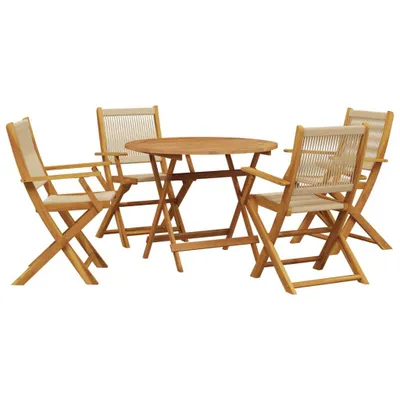 Produktbild von vidaXL 5-tlg. Garten-Essgruppe Polypropylen und Massivholz Beige