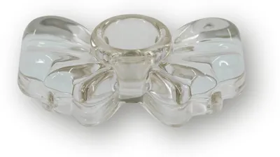 Obrázok produktu pre Držiak na sviečku s mašľou – sklo – hnedý – 9,5 x 6,5 x 2,5 cm