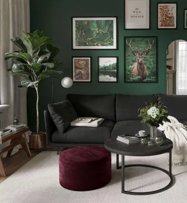 Produktbild von Runder Couchtisch CIRI mit Hocker Dunkelbeton