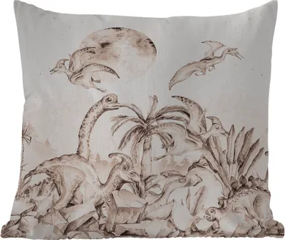 Produktbild von MuchoWow® Outdoor Kissen - Dino - Kinder - Dschungel - Pflanzen - Kinder - 50x50 cm - Wetterfest - Lounge Kissen - Komfortabel - Kissen mit Bild
