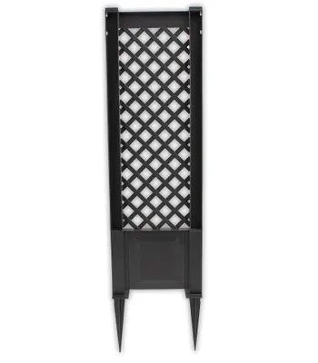 Produktbild von KHW Spalier/Rankgitter 43 cm mit zwei Erdspießen aus hochwertigem Kunststoff, Abmessungen 43 x 6 x 137 cm, Farbe: Grau. UV-beständig.