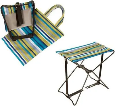Produktbild von Faltbarer Leichtgewicht Campingstuhl, höhenverstellbar, belastbar bis 100kg, inkl. Tragetasche, 27,8x18,4x4cm geklappt