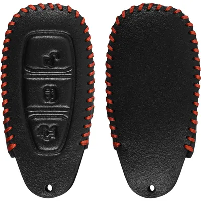 Produktbild von PhoneNatic Echtleder stitched Schlüssel Hülle kompatibel mit der Ford Mondeo / Fusion 3-Tasten Fernbedienung in schwarz Funkschlüssel 3-Key