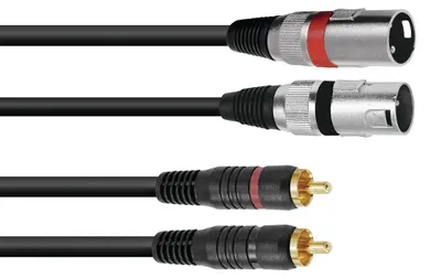Produktbild von Omnitronic 3022522B, 2 x XLR (3-pin), Männlich, 2 x RCA, Männlich, 1 m, Schwarz