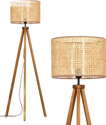 Produktbild von Varoni Stehlampe aus Holz/Wiener Geflecht/Rattan in Naturfarben/Schwarz