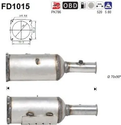 Produktbild von AS FD1015 Dieselpartikelfilter Rußpartikelfilter DPF passend für PEUGEOT 307 CC (3B) Abgasanlage Diesel