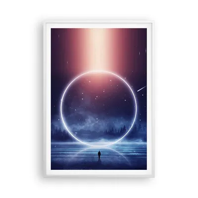 Produktbild von Gerahmtes Poster - Weißer Rahmen - Fantasie Ring Kosmos - 70x100 cm - Wand Bild - Wanddeko - Wandbilder - Kunstposter - Wandposter - Bilderrahmen - Bilder - Kunstdruck - P2WPA70x100-4664