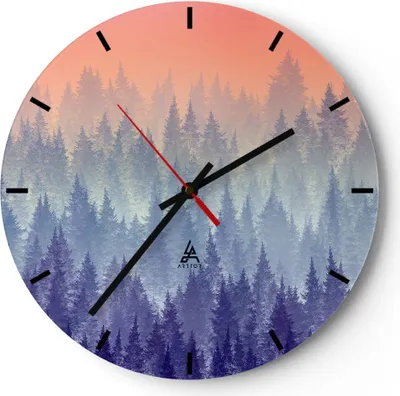 Produktbild von Wanduhr - Rund - Glasuhr - Wald Baum Natur - 30x30cm - Schleichendes Uhrwerk - Lautlos - zum Aufhängen bereit - Dekoration Modern - Wanddekoration aus Glas - C3AR30x30-3929