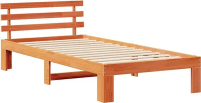 Zdjęcie produktu dla Łóżko Drewniane 100x200 Brązowe Rama Łóżka z Zagłówkiem ze Stelażem