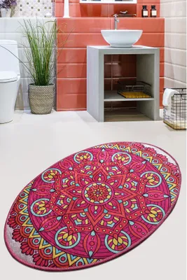 Produktbild von Conceptum Hypnose, Mandala- Mandala Oval DJT CHL, Bunt, Kurzflorteppiche, 60 x 90 cm, 100% Samtstoff