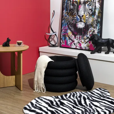 Image de Pouf Rangement Atome Noir