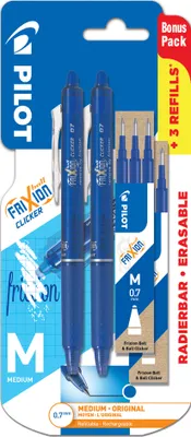 Produktbild von PILOT Tintenroller FRIXION BALL CLICKER 07 Promo-Pack blau