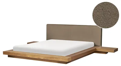 Zdjęcie produktu dla BELIANI Łóżko wodne ze stelażem i akcesoriami boucle jesion naturalny 160 x 200 cm styl orientalny